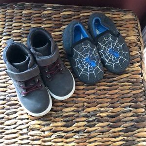 Size 7 Carter’s Boots and spider slippers